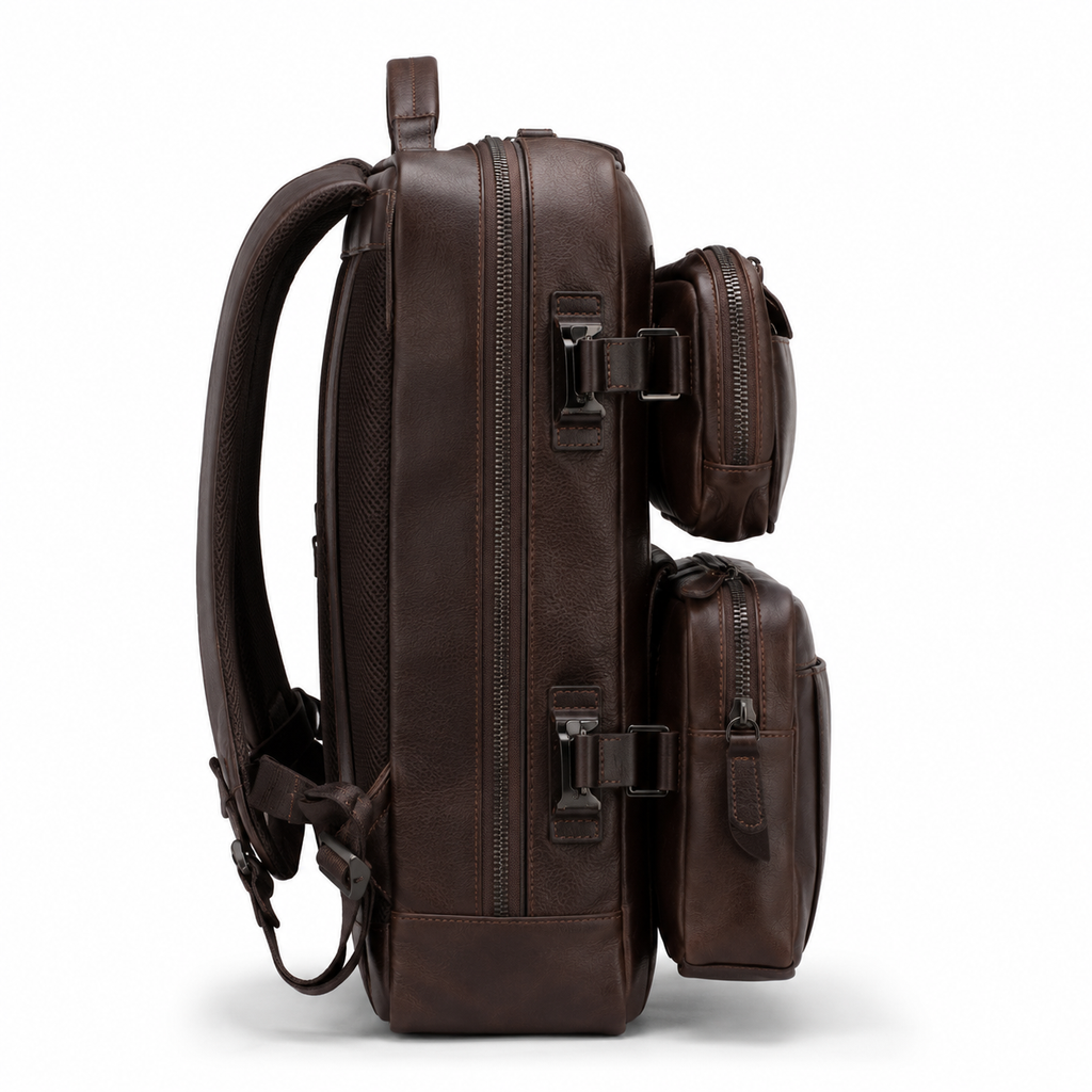 Interior view of the boneroshop backpack with compartments.