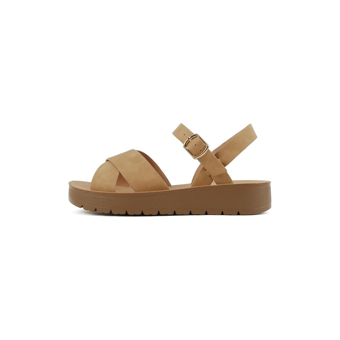 Chic Criss Cross Platform Buckle Sandals