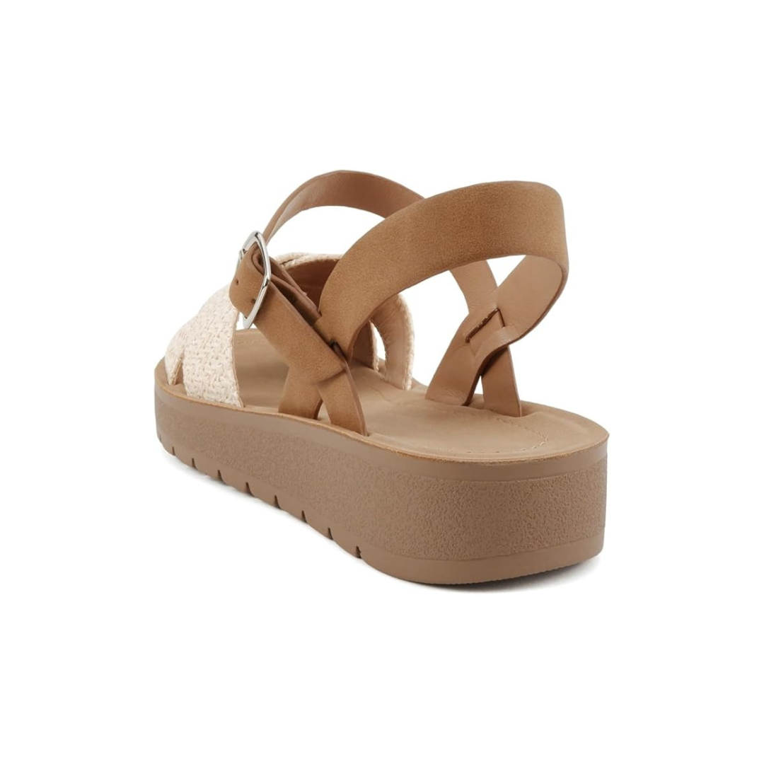 Fashionable Criss Cross Flatform Strap Sandals