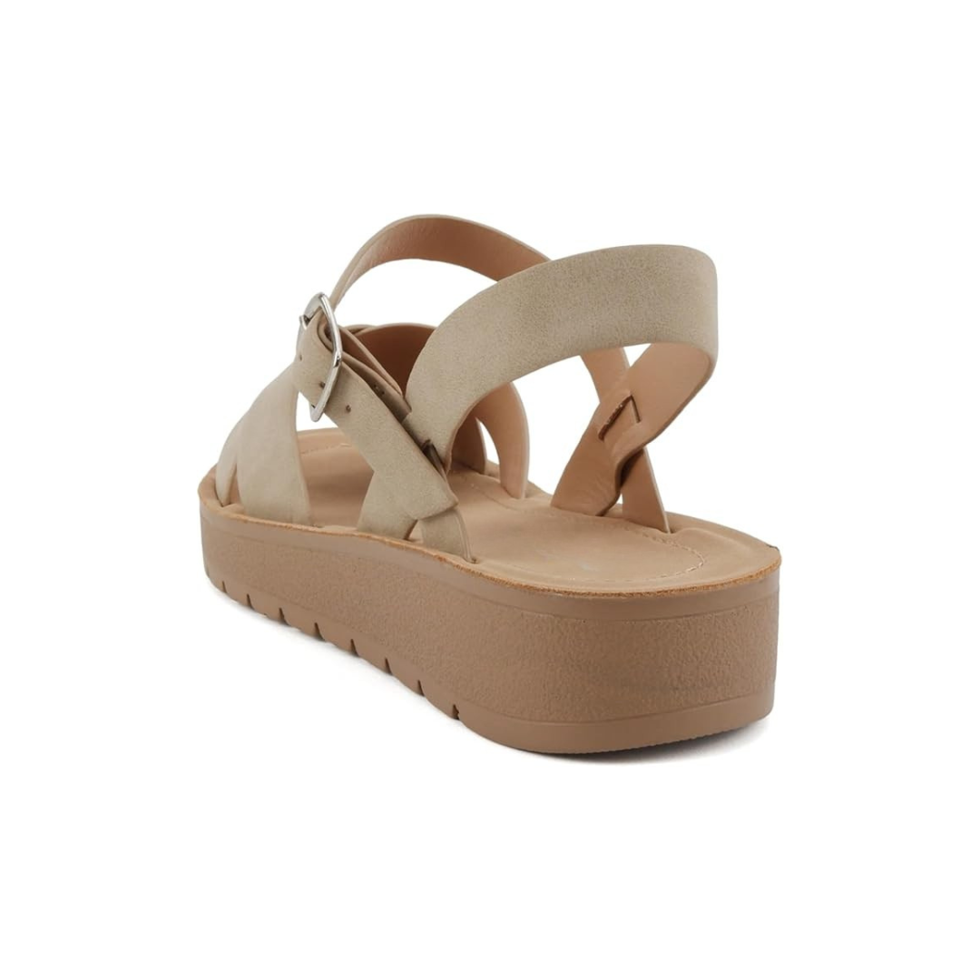 Trendy Flatform Criss Cross Strap Sandals