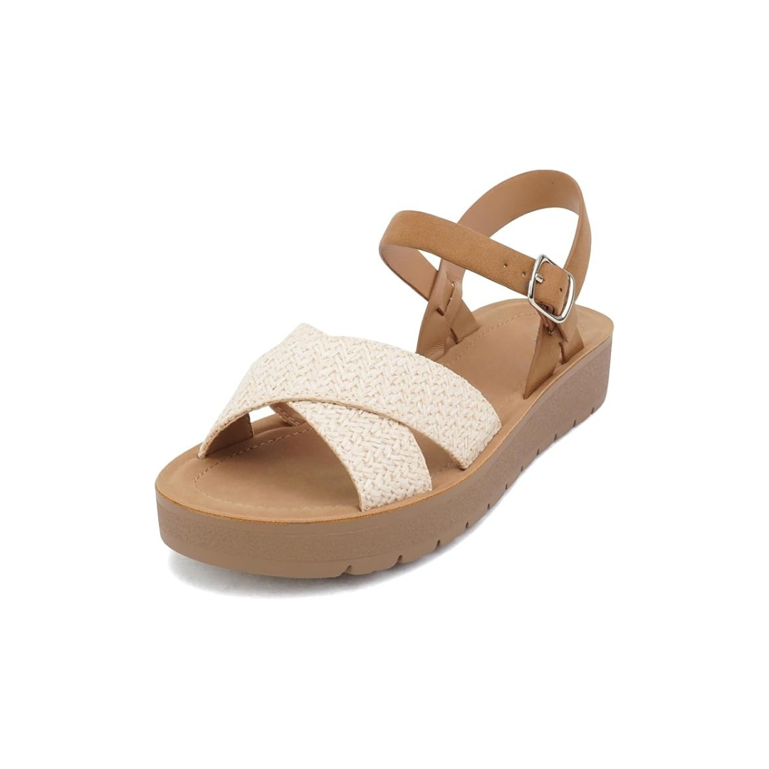 Fashionable Criss Cross Flatform Strap Sandals