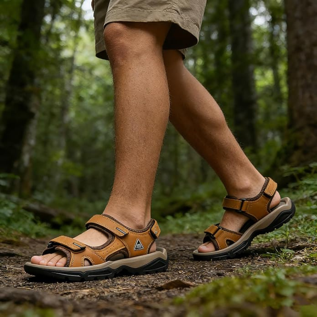 Rugged Leather Outdoor Hiking Support Sandals