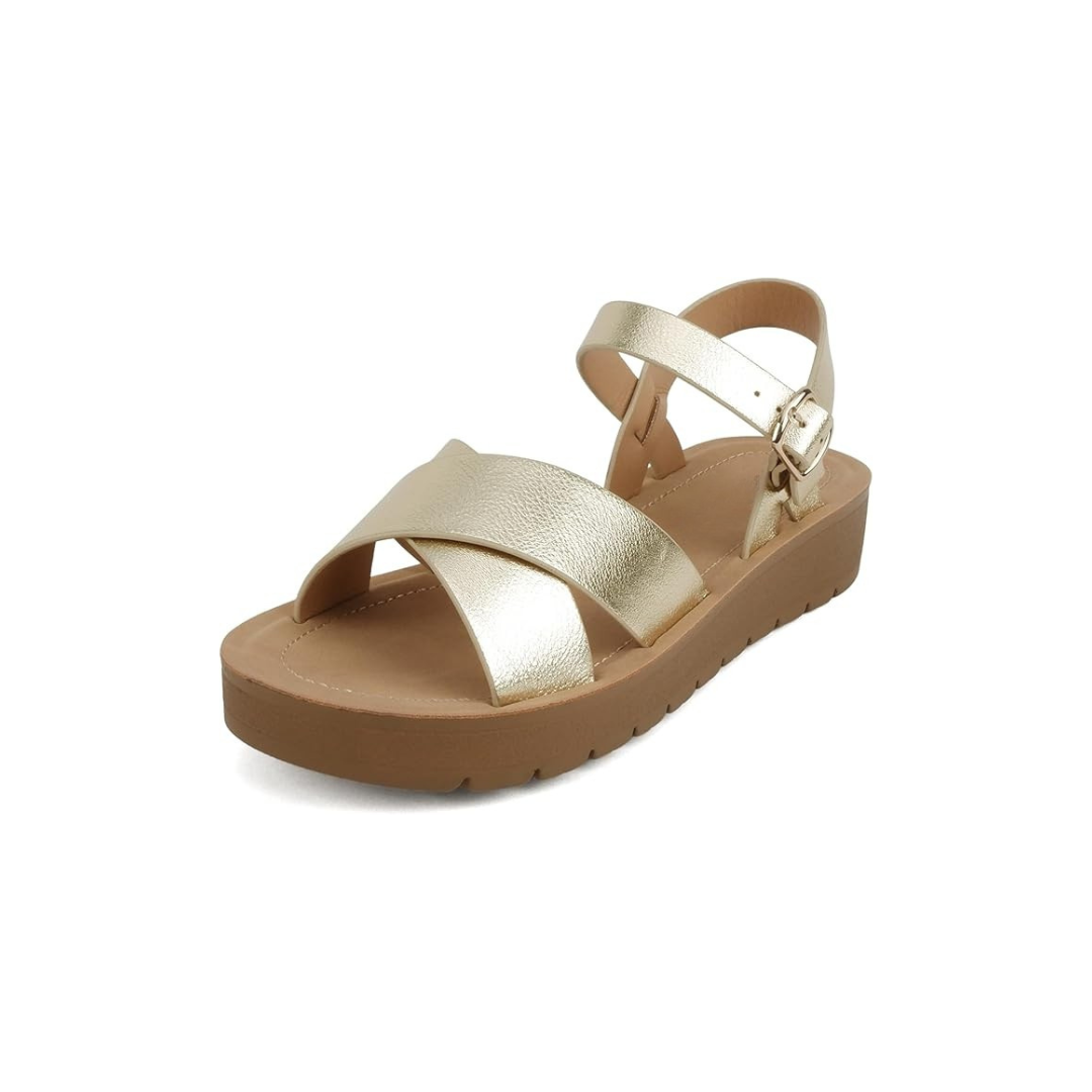 Modern Criss Cross Flatform Comfort Sandals