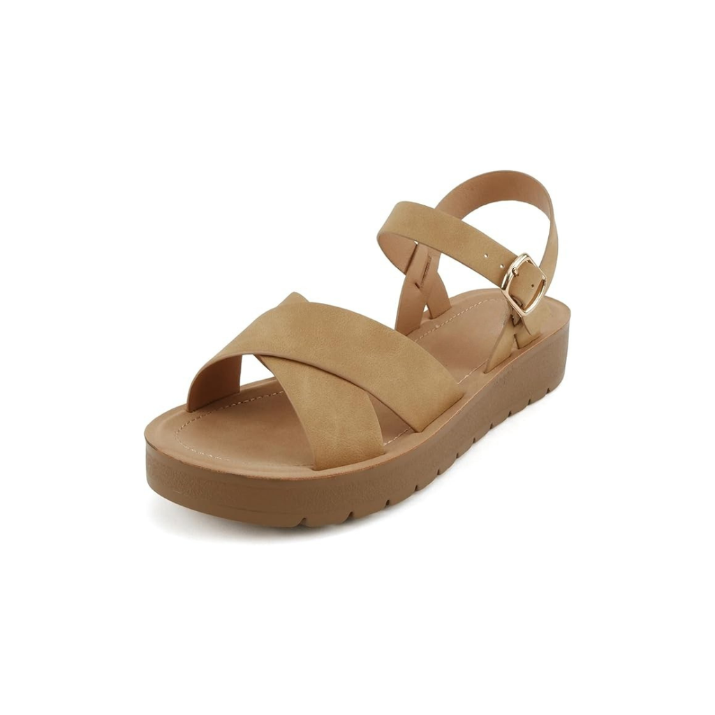 Chic Criss Cross Platform Buckle Sandals
