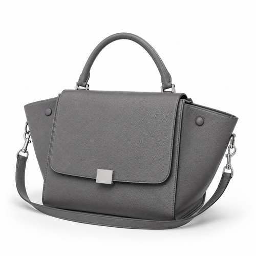 Side view of the boneroshop grey handbag.