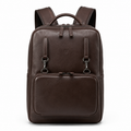 Front view of the boneroshop leather backpack in brown.
