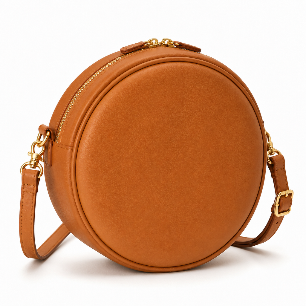 Close-up of tan faux leather texture