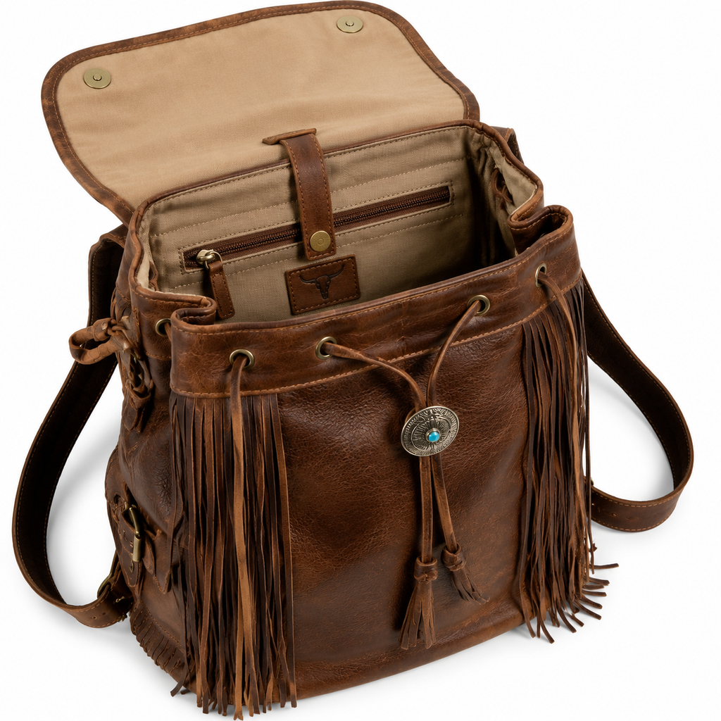 Interior view showing compartments of the backpack.