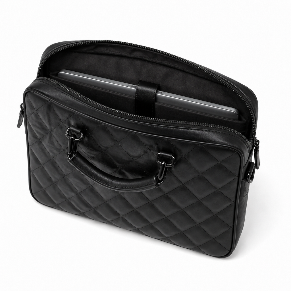 Close-up of quilted leather design