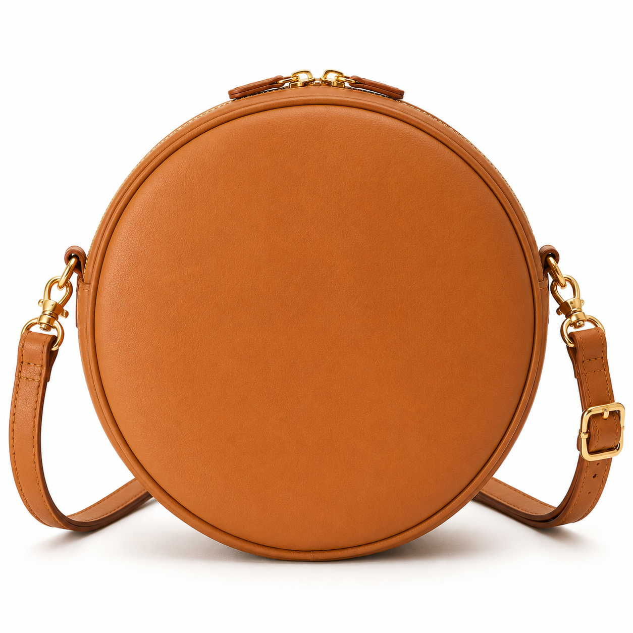 Interior view of round crossbody bag