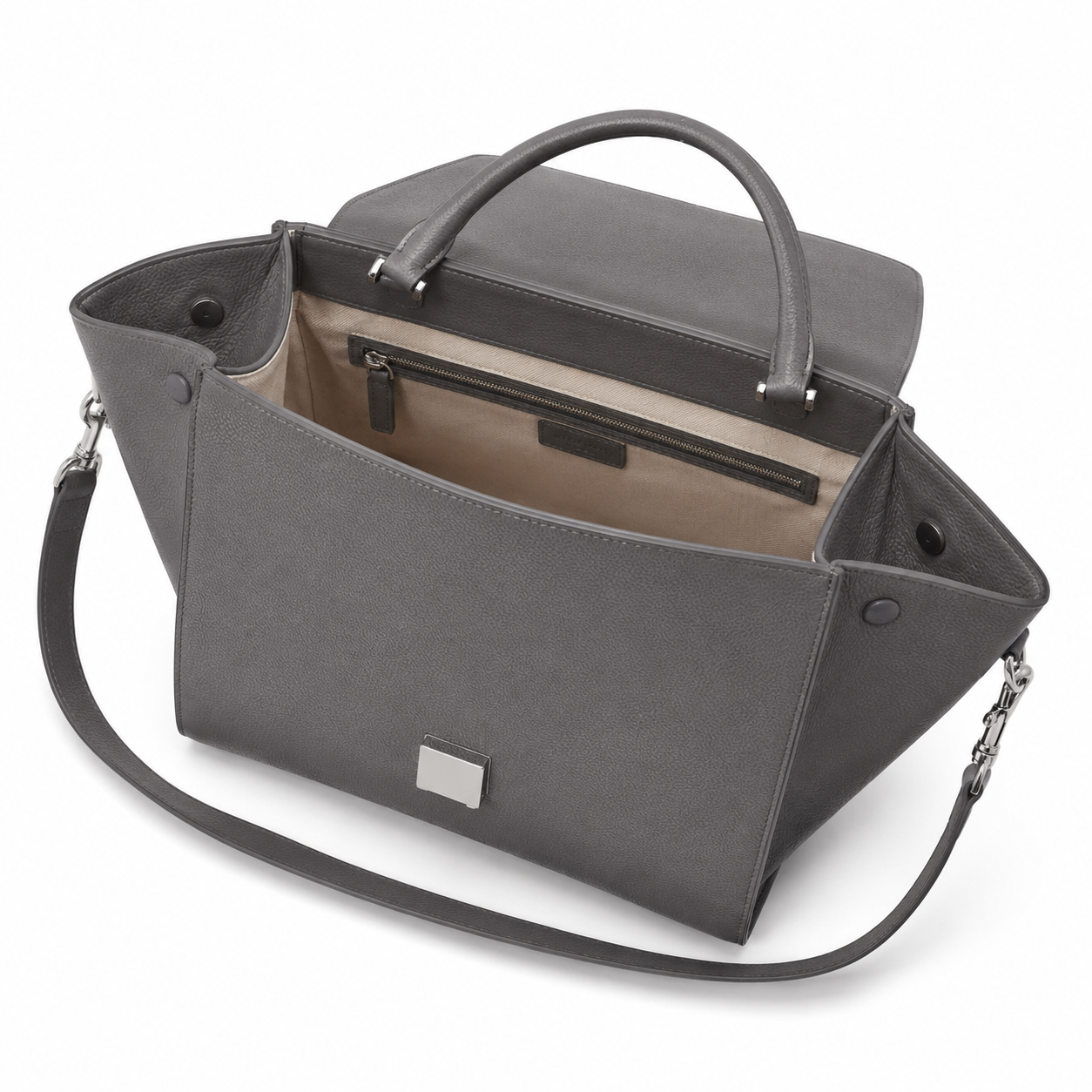 Close-up of the detachable strap and hardware.