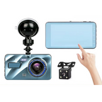 10 cm Dual Lens Dash Cam with Full HD 1080P, Night Vision, Front and Rear View, Loop Recording, Aluminium Alloy Black Bo