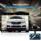 10 cm Dual Lens Dash Cam with Full HD 1080P, Night Vision, Front and Rear View, Loop Recording, Aluminium Alloy Black Bo
