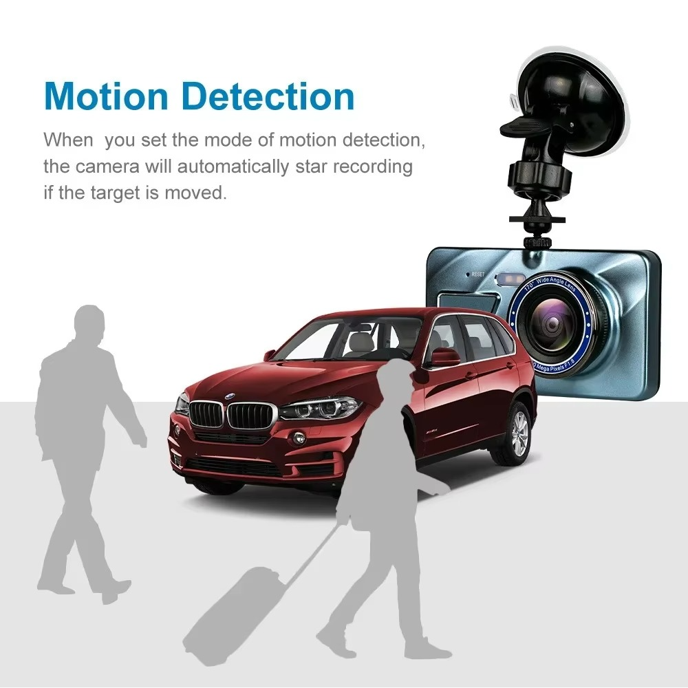 10 cm Dual Lens Dash Cam with Full HD 1080P, Night Vision, Front and Rear View, Loop Recording, Aluminium Alloy Black Bo