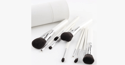 10-Piece Makeup Brush Set in Round White Case