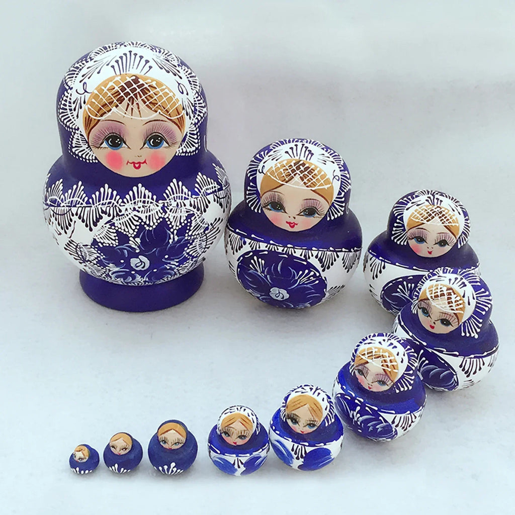 10-Piece Wooden Russian Matryoshka Nesting Doll Set – Cultural Décor & Gift