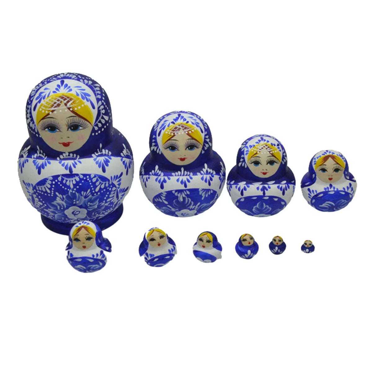 10-Piece Wooden Russian Matryoshka Nesting Doll Set – Cultural Décor & Gift