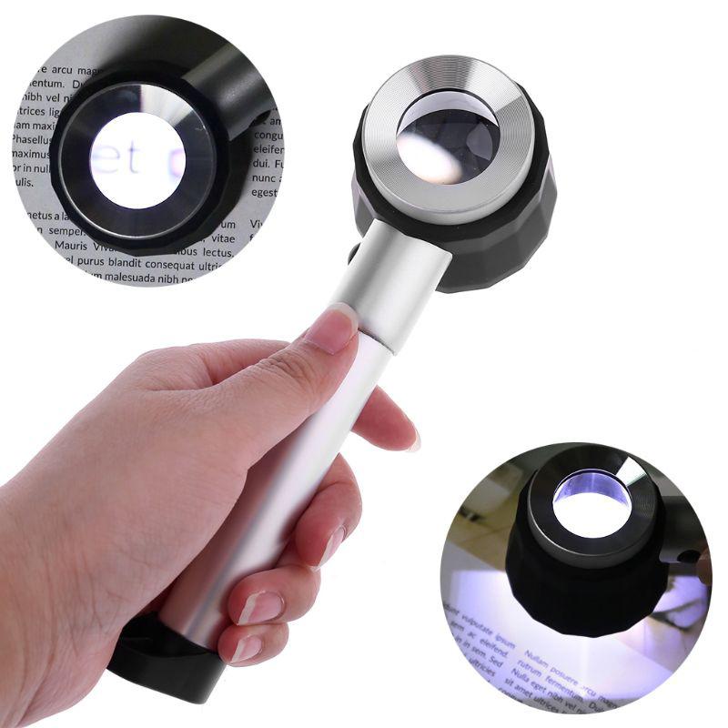 10× magnifying glass with scale and LED light