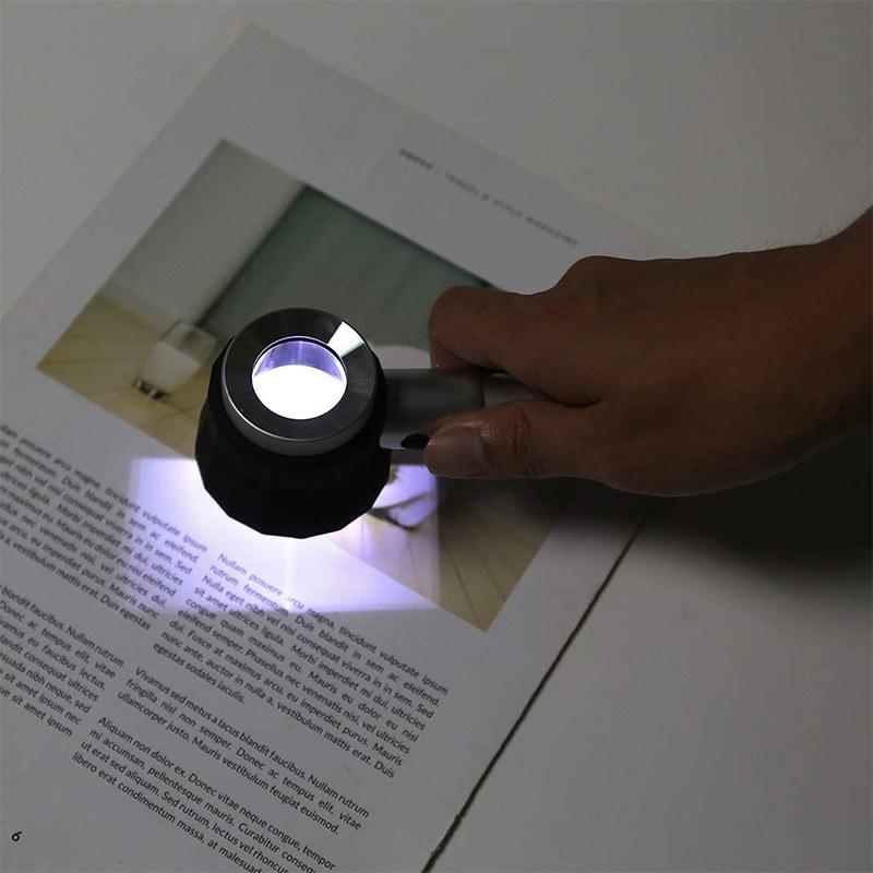 10× magnifying glass with scale and LED light