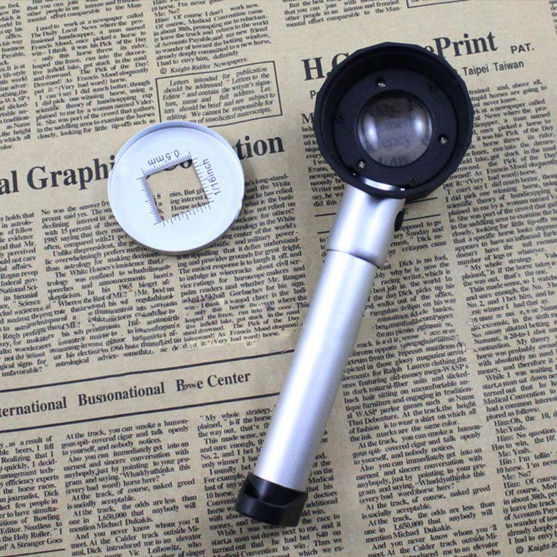 10× magnifying glass with scale and LED light
