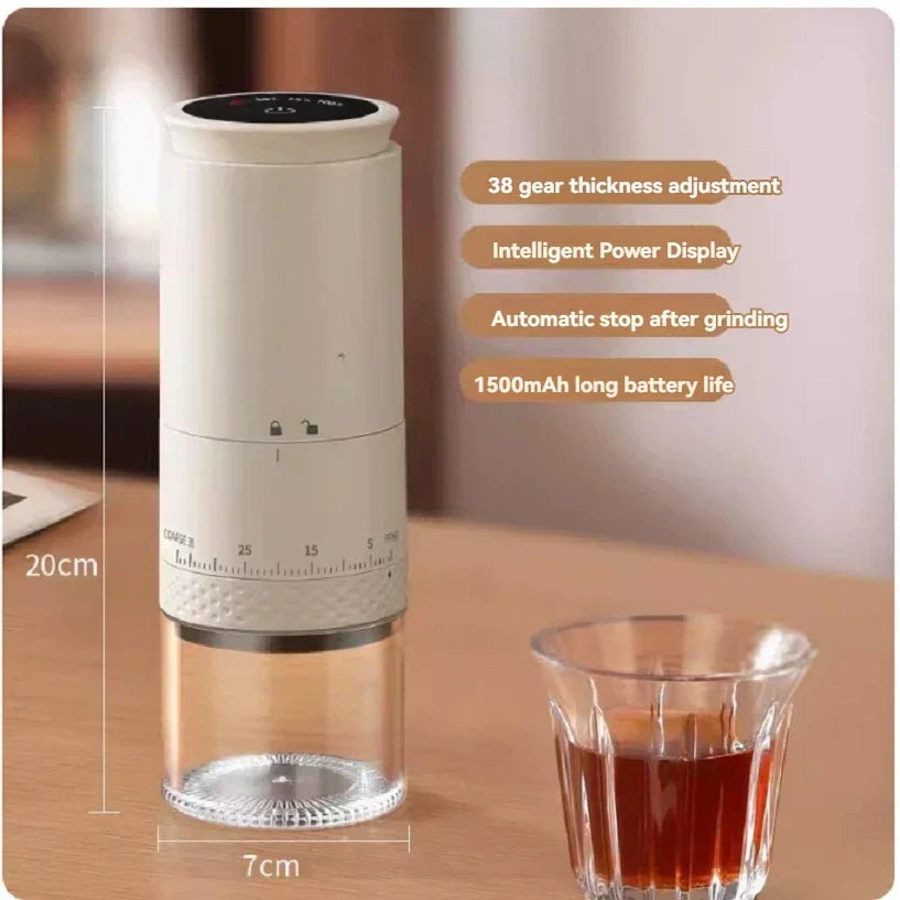 1500mAh Electric Coffee Grinder with 38 Grind Settings and Type-C Charging