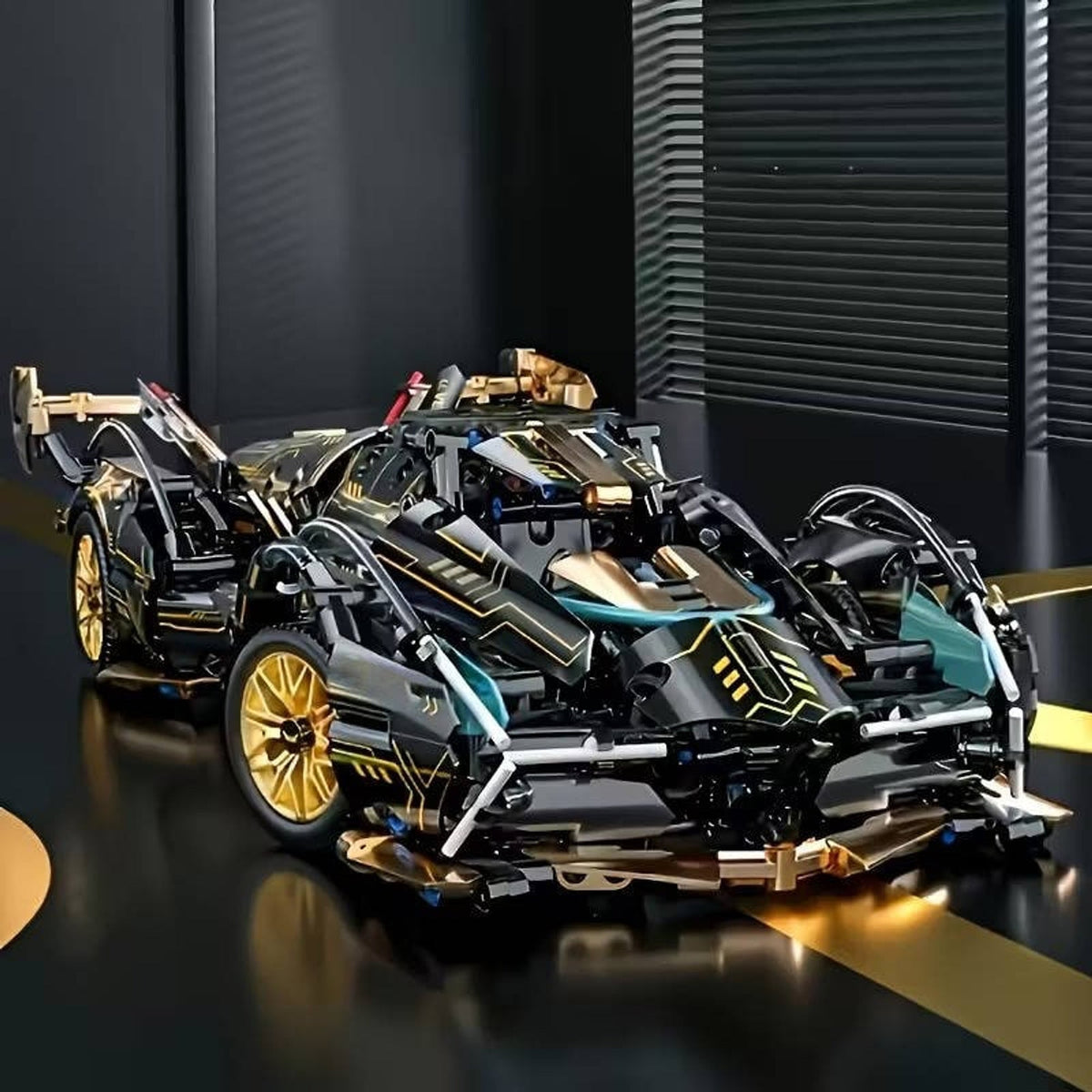 1690-Piece V12 Model Car Building Block Set with Working Steering and Suspension