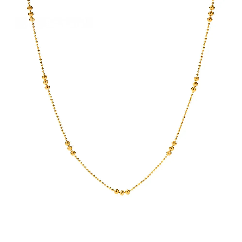 16k Dainty Triple Bead Accent Necklace