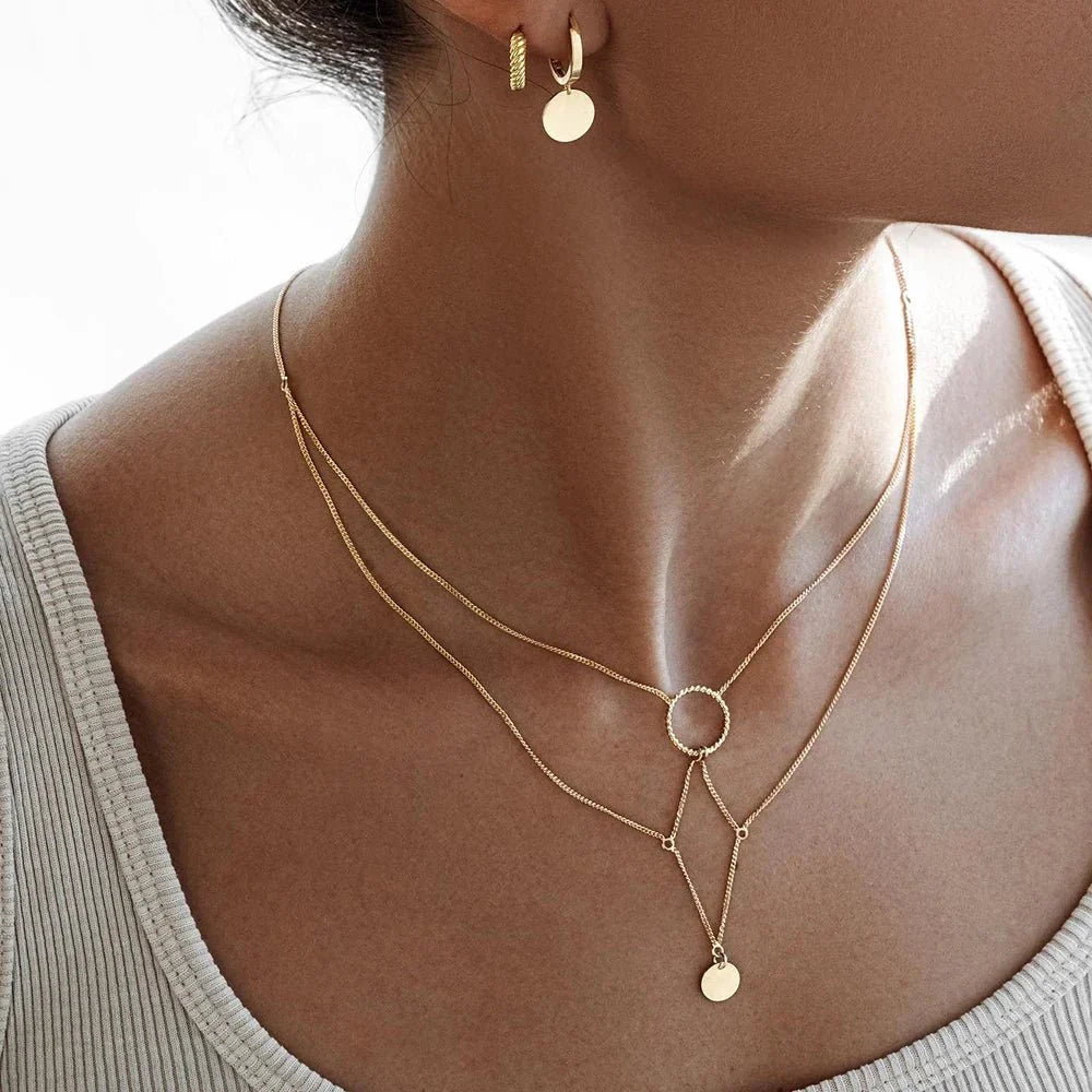 18k dainty layered constellation necklace