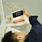 3-in-1 Bedside Lamp with Wireless Charger – LCD Alarm Clock & Touch Dimmable LED Table Lamp