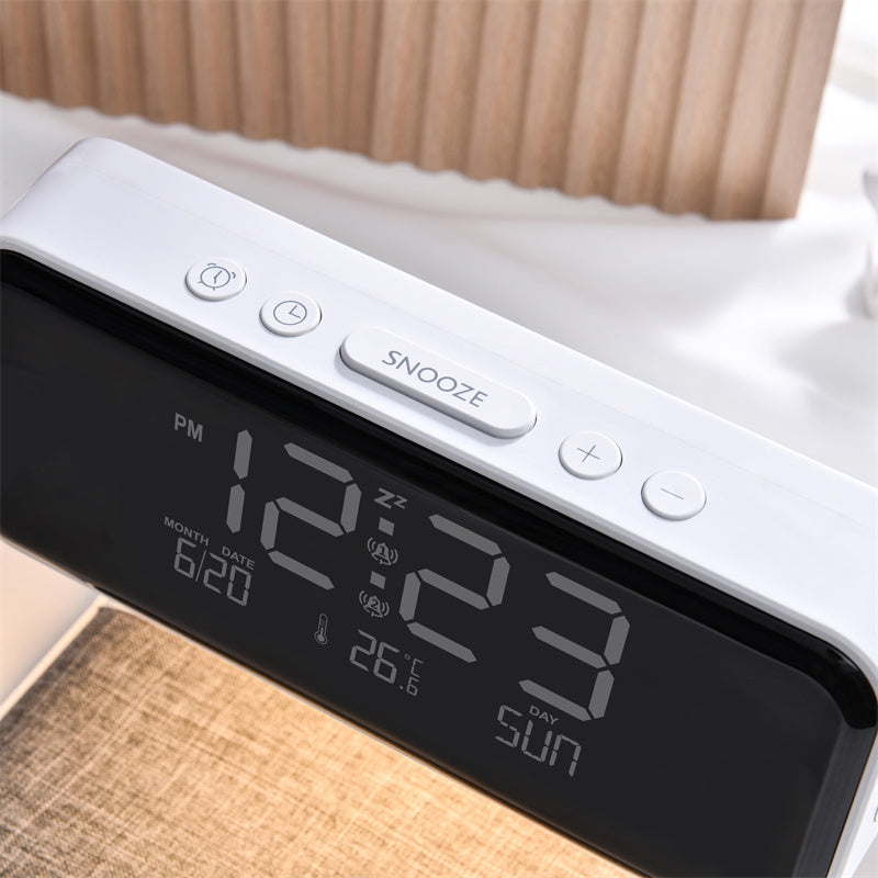 3-in-1 Bedside Lamp with Wireless Charger – LCD Alarm Clock & Touch Dimmable LED Table Lamp