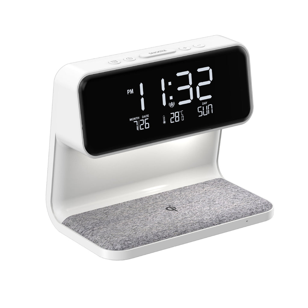 3-in-1 Bedside Lamp with Wireless Charger – LCD Alarm Clock & Touch Dimmable LED Table Lamp