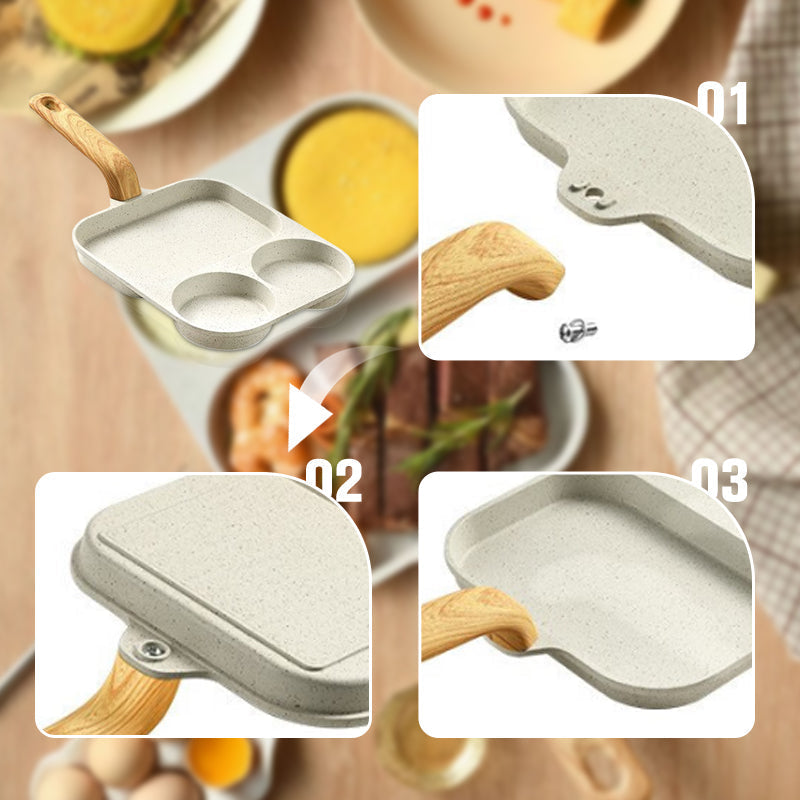3-in-1 divided non-stick frying pan