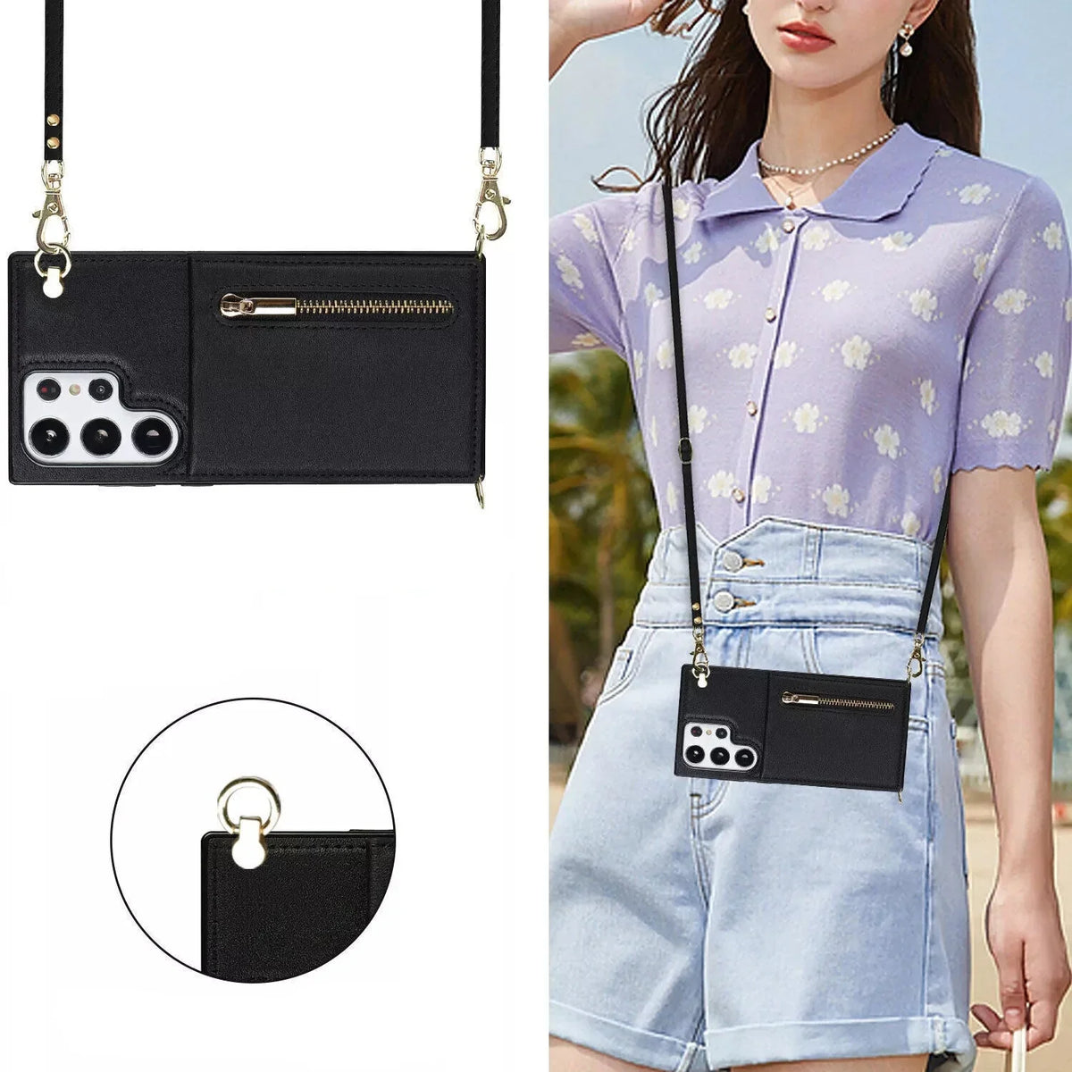3-in-1 Phone Case with Card and Coin Pocket Crossbody Bag