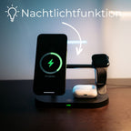 3-in-1 Wireless Charger for Smartphone, Smartwatch and Earbuds – Fast Charging Station with Modern Design