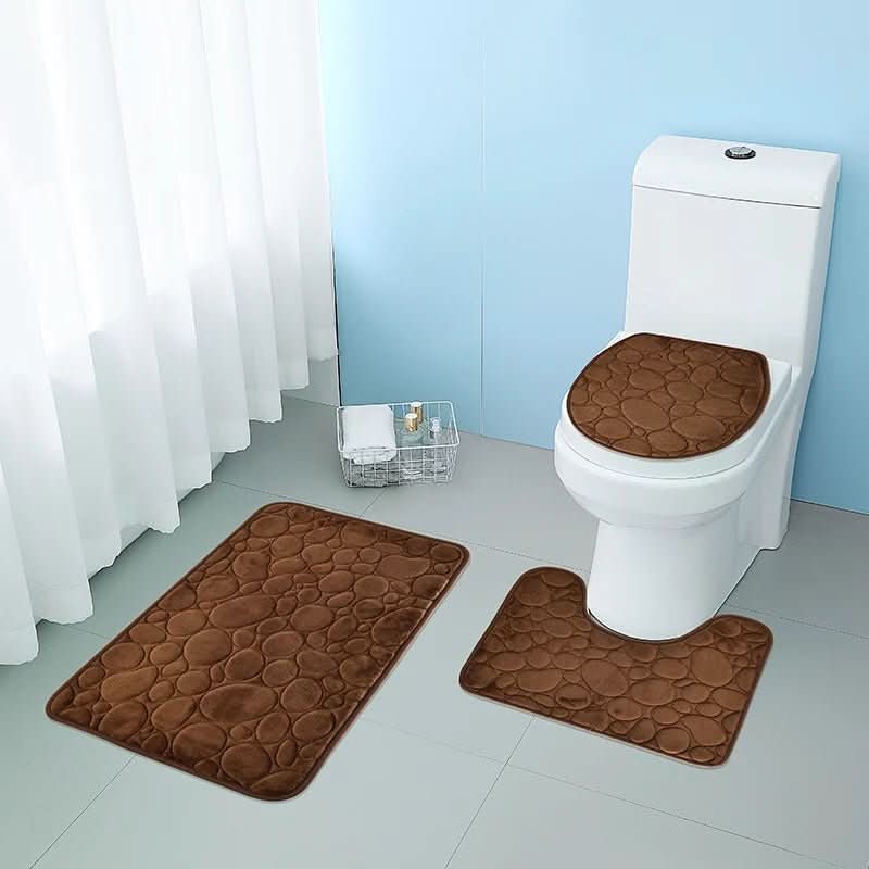 3-Piece Bathroom Mat Set with Non-Slip Comfort