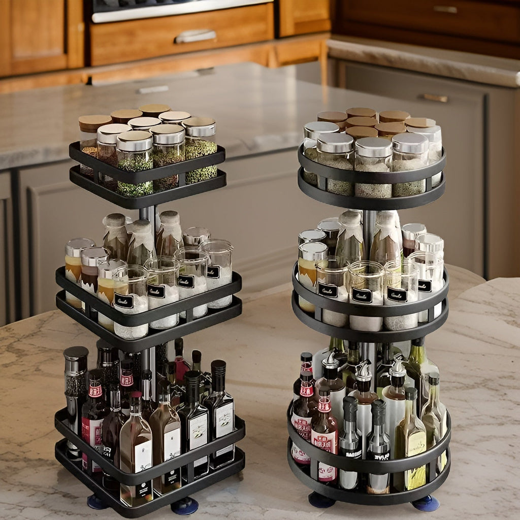 360° Rotating Spice Rack – Multi-Functional Kitchen Organiser Shelf