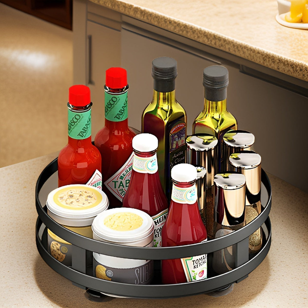 360° Rotating Spice Rack – Multi-Functional Kitchen Organiser Shelf