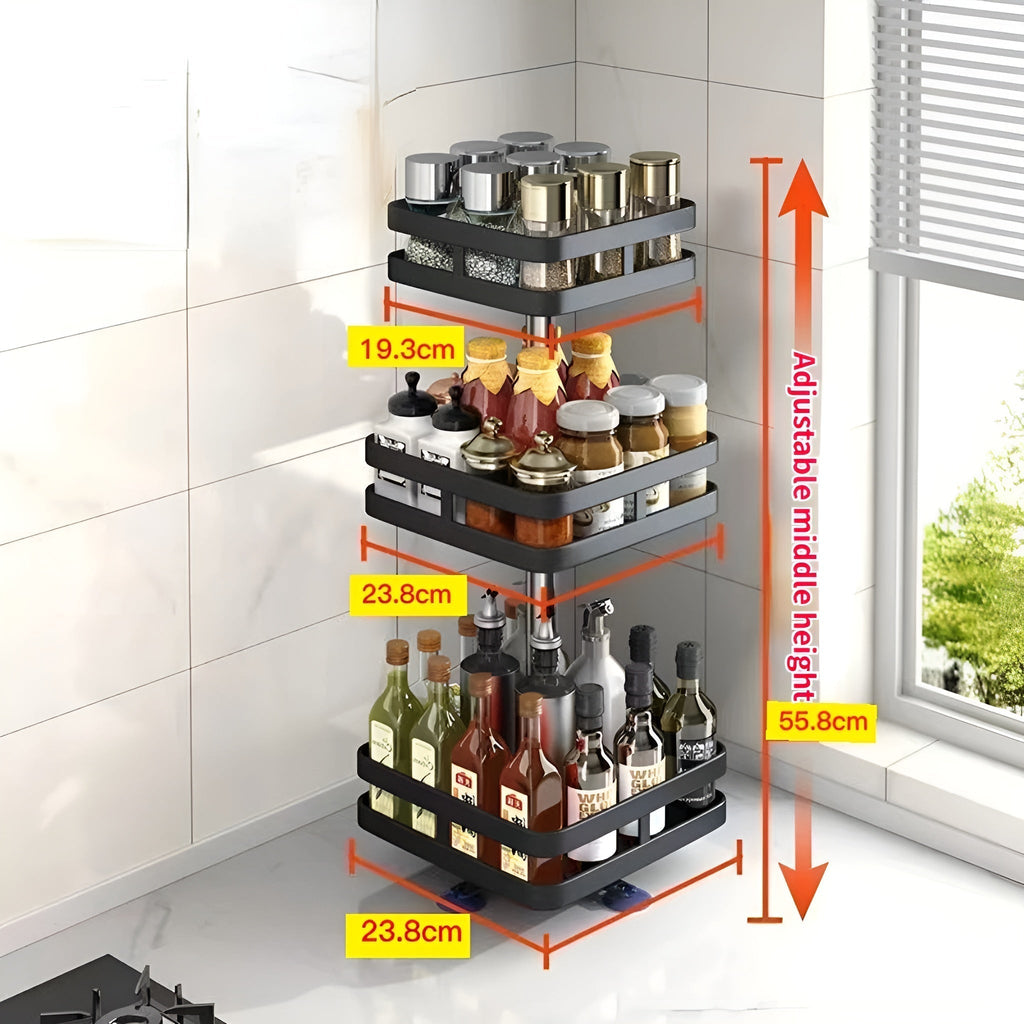 360° Rotating Spice Rack – Multi-Functional Kitchen Organiser Shelf
