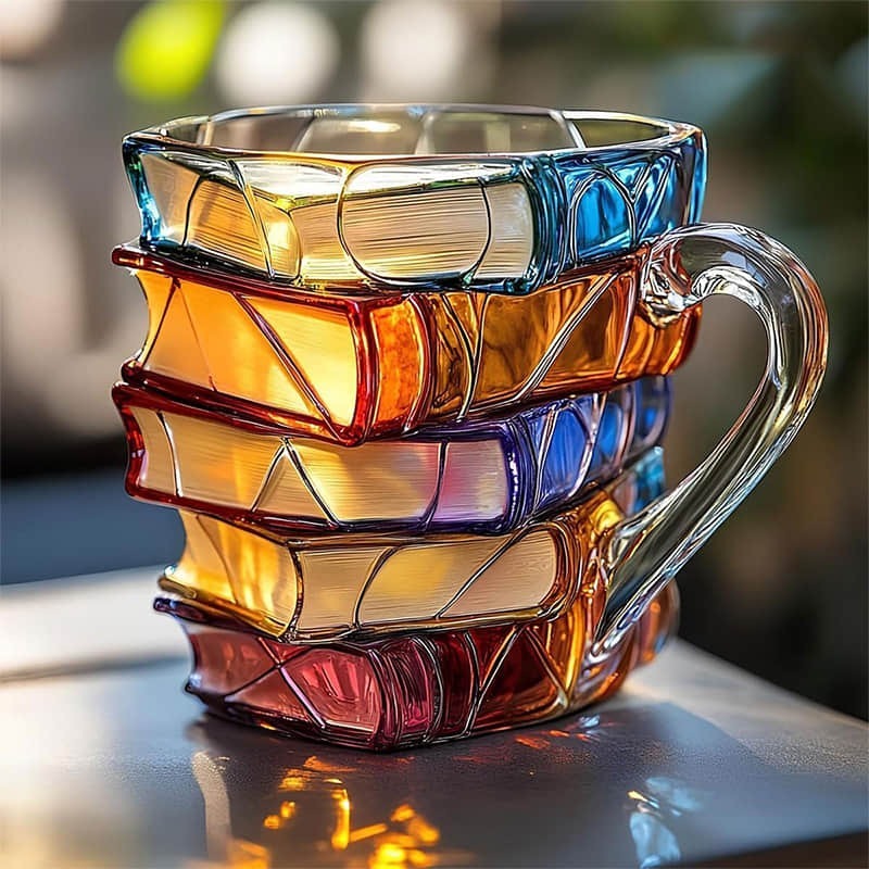 3D Book Mug – Hand-Painted Literature Mug in Book Shape