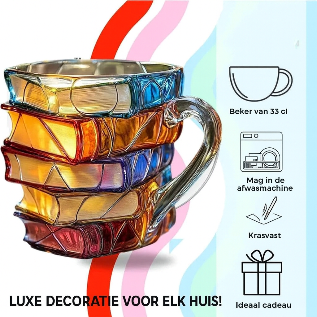 3D Book Mug – Hand-Painted Literature Mug in Book Shape