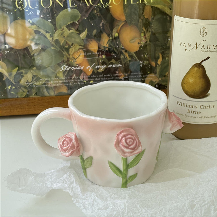 3D Floral Hand-Painted Mug