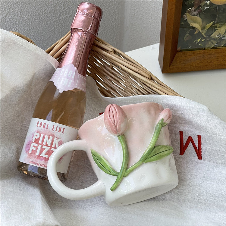 3D Floral Hand-Painted Mug