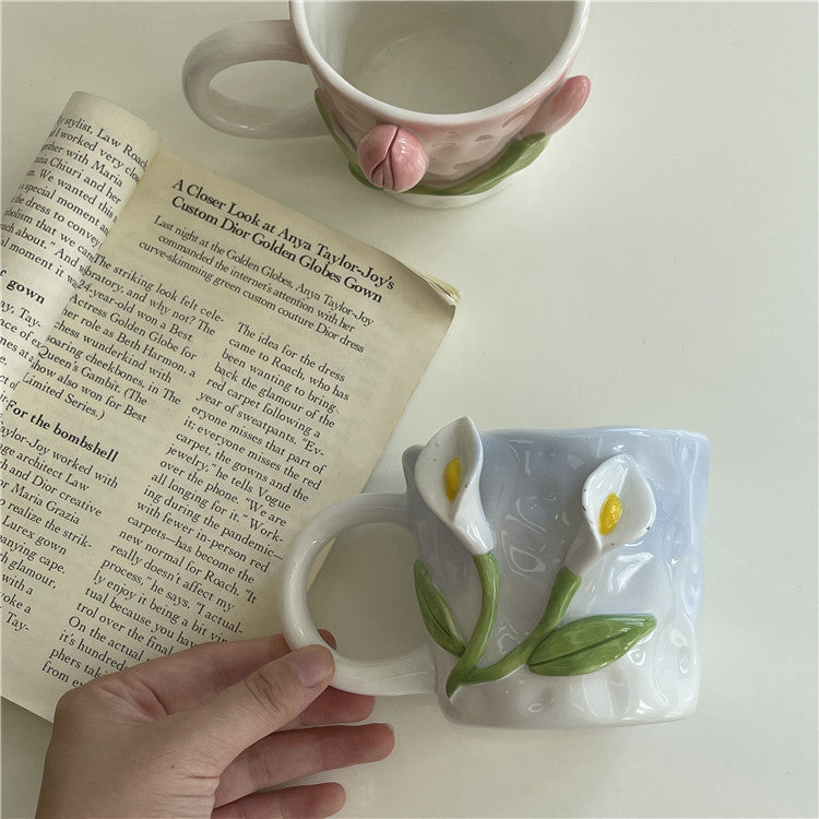 3D Floral Hand-Painted Mug