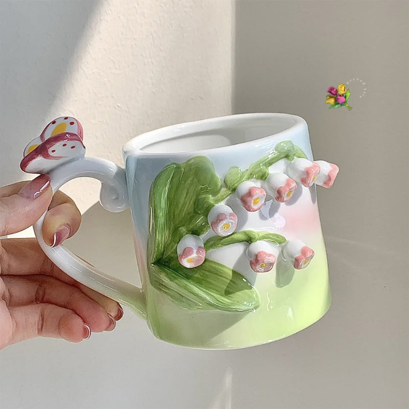 3D Floral Hand-Painted Mug