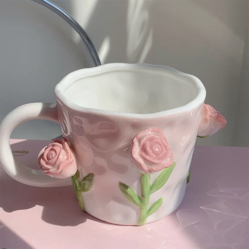 3D Floral Hand-Painted Mug