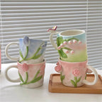 3D Floral Hand-Painted Mug