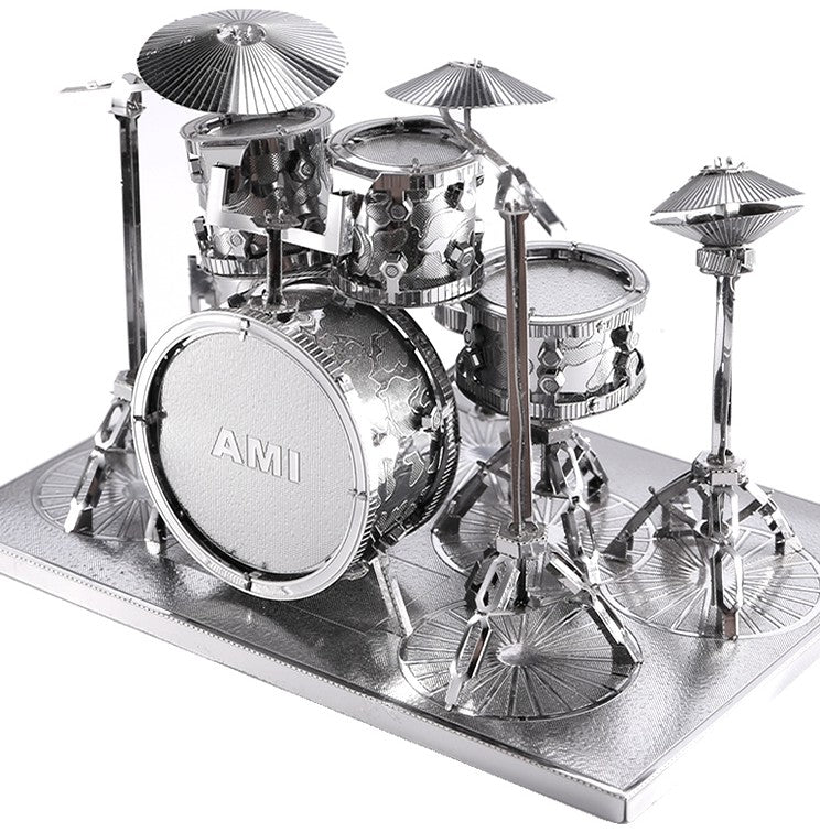 3D Metal Drum Set Craft Puzzle with Laser-Cut Detail