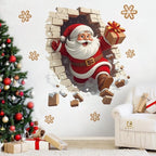 3D Santa Wall Sticker Set with Peel and Stick Vinyl Decals
