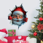 3D Santa Wall Sticker Set with Peel and Stick Vinyl Decals