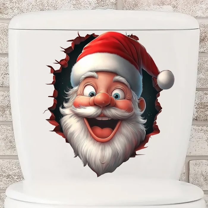 3D Santa Wall Sticker Set with Peel and Stick Vinyl Decals